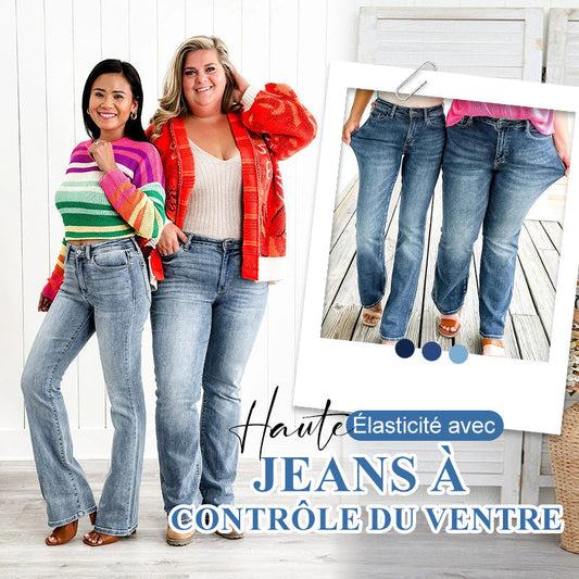 🔥Siste dag: 50% rabatt! ⏰👖Stilige jeans i stor størrelse med høy elastisitet som strammer magen👍