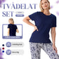 🌸Begrenset tid 50% rabatt på rabatt👚👖Uformelt kortermet bomullstopp og todelte bukser med trykk