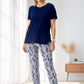 🌸Begrenset tid 50% rabatt på rabatt👚👖Uformelt kortermet bomullstopp og todelte bukser med trykk