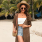 🏖️ Sommersalg 60 % rabatt 🏝️Strikket Strandcover-up for Dame med Åpen Front og Frynser – Lett bohemsk stil til stranden