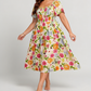🔥 Siste dag: 60 % rabatt! ⏰🌸👗 Blomsterkjole med folder, firkantet halsutskjæring og lommer 🏖️