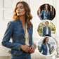 🧥 60 % RABATT NÅ!🌸Denimjakke for damer med volanger og åpen front – Lett og feminin – Allsidig og stilig💝