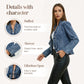 🧥 60 % RABATT NÅ!🌸Denimjakke for damer med volanger og åpen front – Lett og feminin – Allsidig og stilig💝