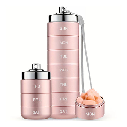 🔥Siste dag: 60% rabatt! ⏰💧🧳Bærbar, vanntett pilleboks i aluminium for 7 dager💊🎁