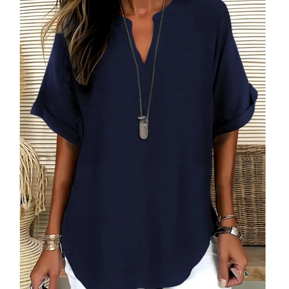 🏖️ Sommersalg 60 % rabatt 🏝️👕🌟Moteriktig løs topp med korte ermer🍃
