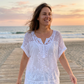 🏖️ Sommersalg 60 % rabatt 🏝️👚Dame elegant blondert brodert V-hals topp 🌸