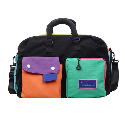 🔥Siste dag: 60% rabatt! ⏰🛍️🎒👜Uformell fargeblokk overnattingstaske – Romslig og slitesterk – Perfekt for treningssenter, reiser eller helgeturer – Lettvekt med bærehåndtak