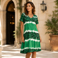 🏖️ Sommer-salg 50 % RABATT 🏝️🐆 Dame Leoprint Midikjole med V-hals👗✨