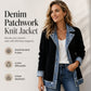 🔥Siste dag: 60% rabatt! ⏰🧥Elegant damekåpe i denim med ribbestrikket innsats🎁
