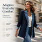 🔥Siste dag: 60% rabatt! ⏰🧥Elegant damekåpe i denim med ribbestrikket innsats🎁