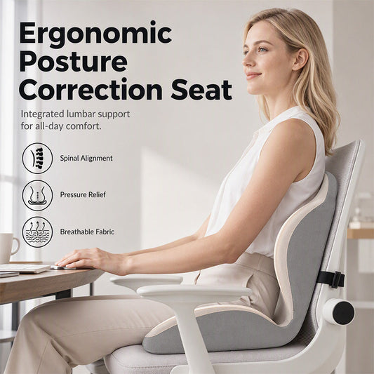 🥳💞 Over 47 000 solgt!⚡🪑Ergonomisk memoryskum-sitepute med ryggstøtte – hold deg komfortabel hele dagen, perfekt til kontoret, bilen og hjemmet🎁
