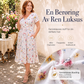 🔥Siste dag: 50% rabatt! 👗Kjole med V-hals, blomsterprint og vridd midje for kvinner🎁