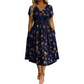 🔥Siste dag: 50% rabatt! 👗Kjole med V-hals, blomsterprint og vridd midje for kvinner🎁