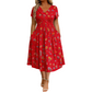 🔥Siste dag: 50% rabatt! 👗Kjole med V-hals, blomsterprint og vridd midje for kvinner🎁