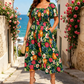 🔥 Siste dag: 60 % rabatt! ⏰🌸👗 Blomsterkjole med folder, firkantet halsutskjæring og lommer 🏖️